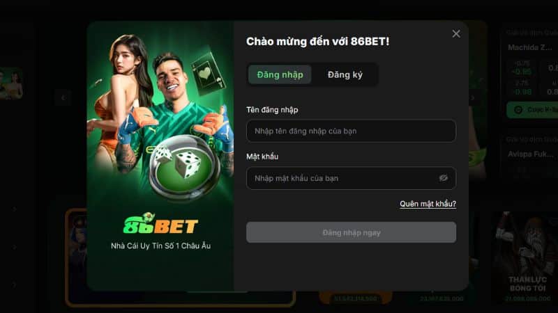 Đăng nhập 86Bet vô cùng đơn giản và nhanh chóng